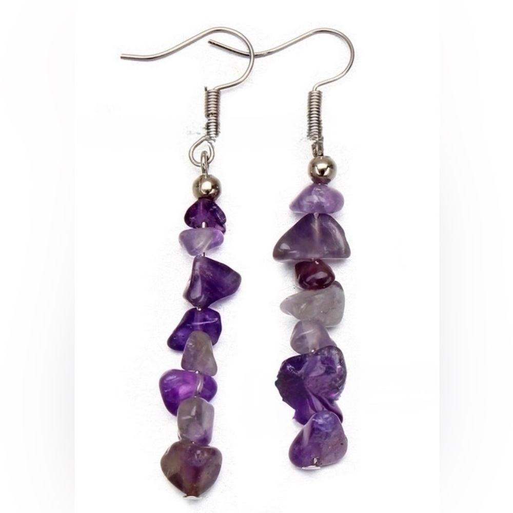 BUY NOW Amythest stone drop earrings